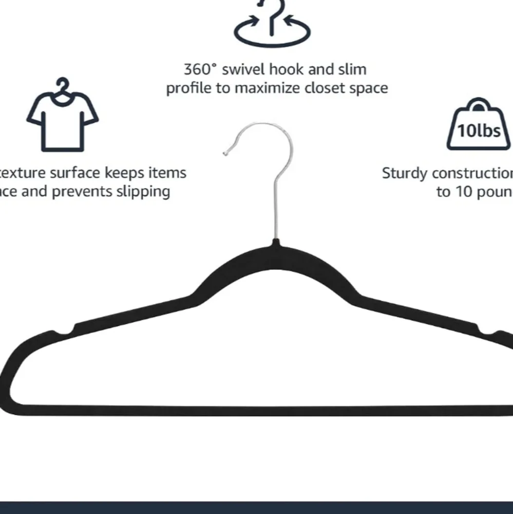 Bundle of 20 velvet coat hangers Black